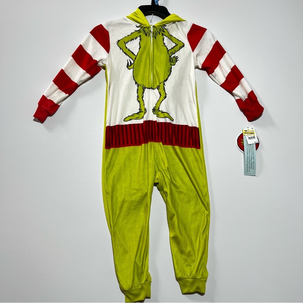 NWT Kids The Grinch Christmas Long Sleeve Union Suit- Green XS - Picture 2 of 8